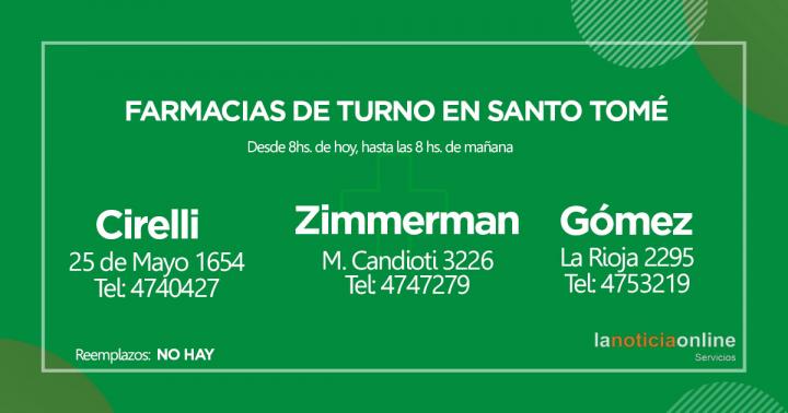 Farmacias de turno - Miércoles 29 de Septiembre de 2021