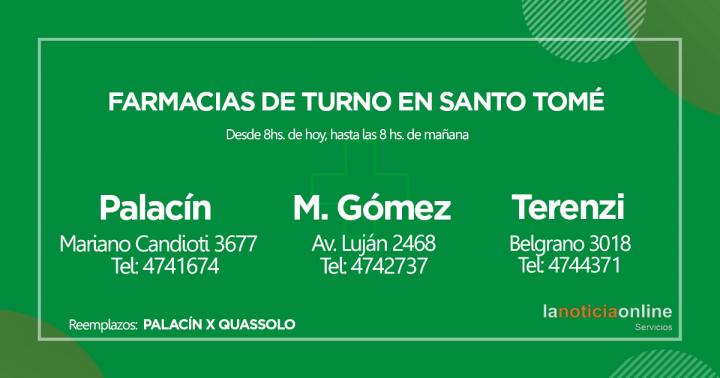 Farmacias de turno - Lunes 4 de octubre de 2021