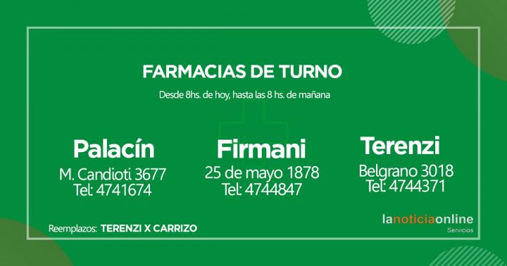 Farmacias de turno - Jueves 14 de octubre de 2021