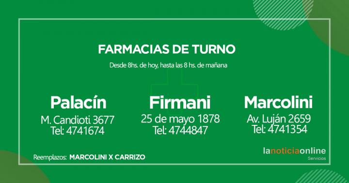 Farmacias de turno - Lunes 1 de noviembre de 2021