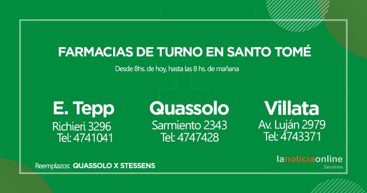 Farmacias de turno - Martes 2 de noviembre de 2021