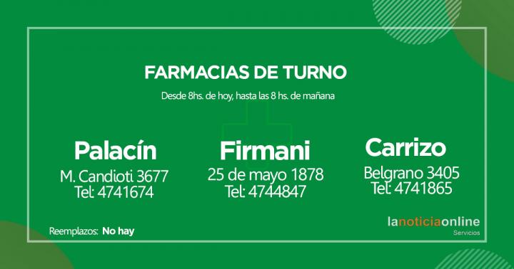 Farmacias de turno - Domingo 28 de noviembre de 2021