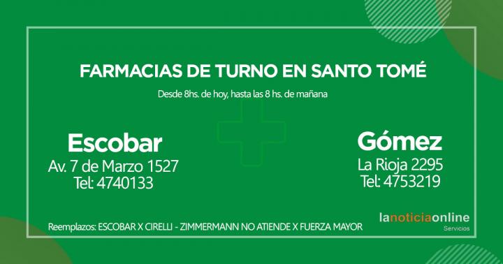 Farmacias de turno - Viernes 10 de diciembre de 2021