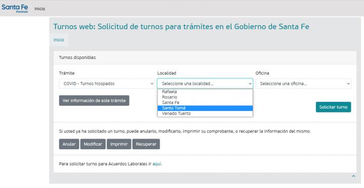 Los santotomesinos ya pueden solicitar turno de hisopado en la web provincial