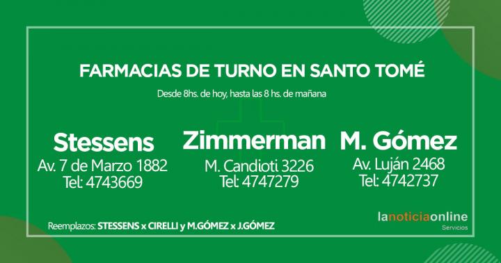 Farmacias de turno - Domingo 20 de febrero de 2022