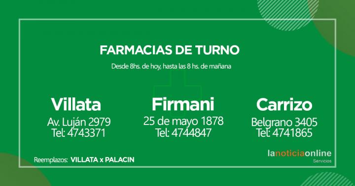 Farmacias de turno - Sábado 26 de febrero de 2022