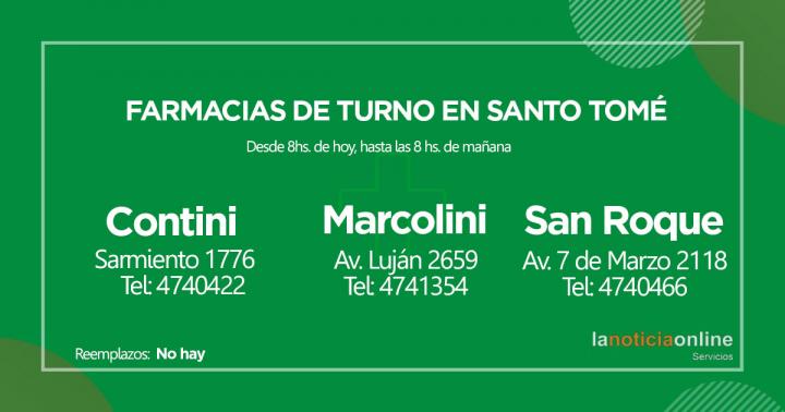 Farmacias de turno - Lunes 14 de marzo de 2022