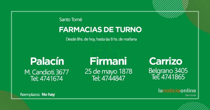 Farmacias de turno - Martes 1 de junio de 2021