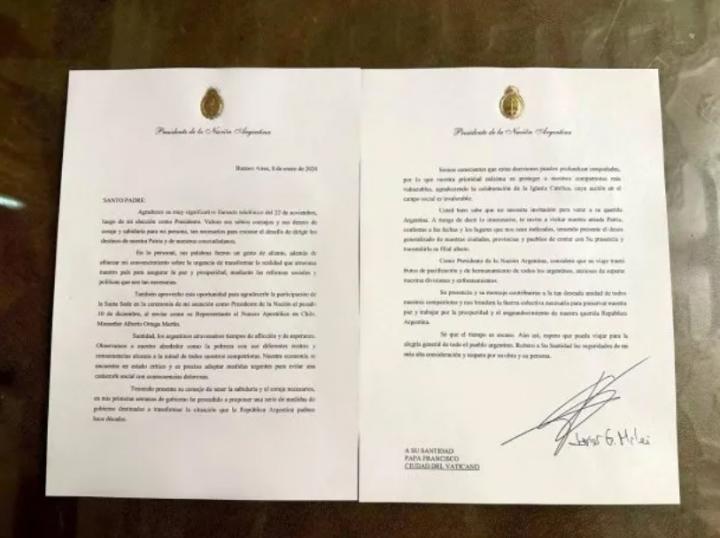 Javier Milei invitó oficialmente al papa Francisco a visitar la Argentina