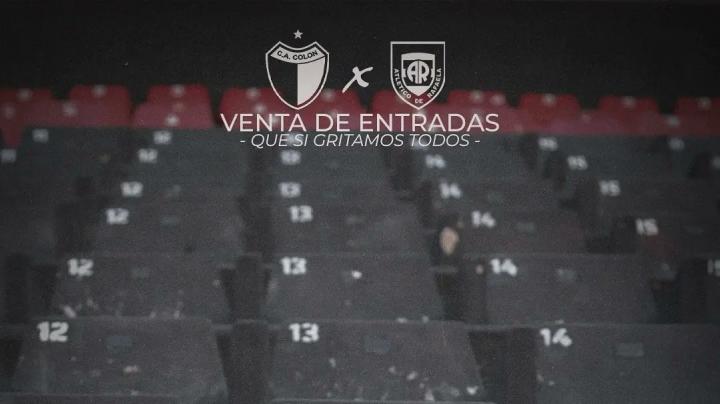 Arrancó la venta de entradas para el partido de Colón frente a Atl. de Rafaela