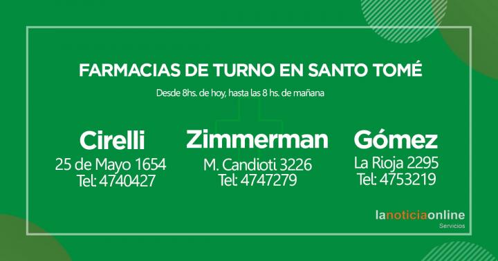 Farmacias de turno - Viernes 6 de agosto de 2021