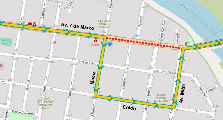 Se implementan cambios en la circulación de vehículos por las obras sobre Av. 7 de Marzo