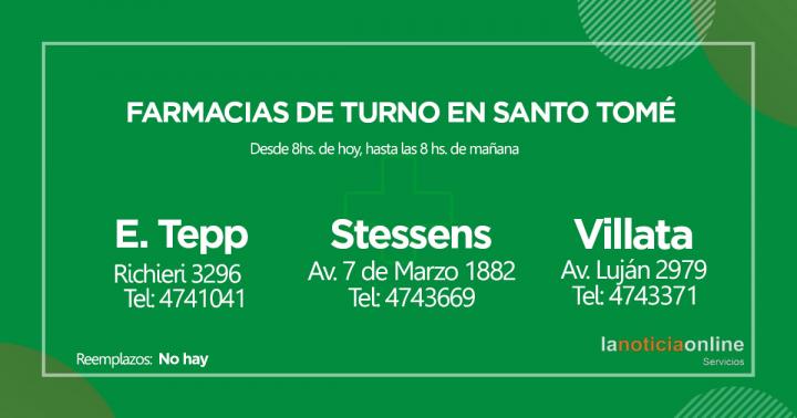 Farmacias de turno - Martes 31 de agosto de 2021